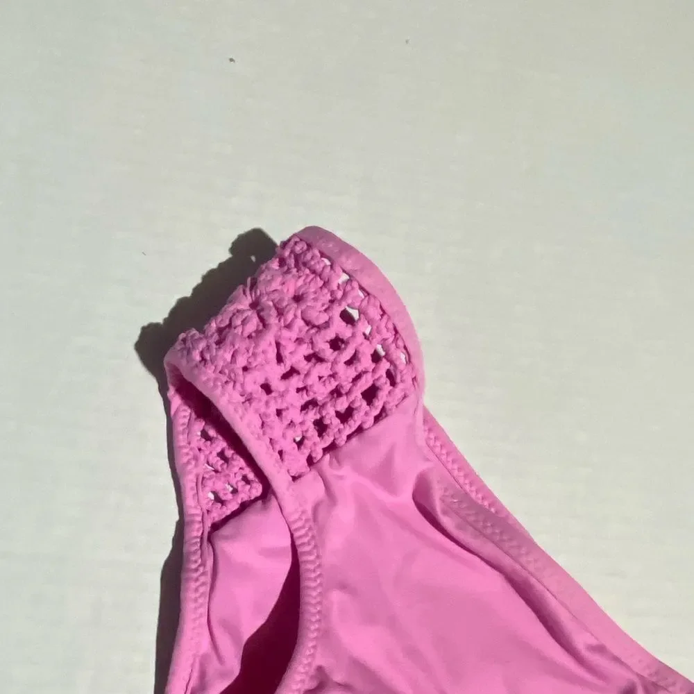 Frankie's Bikinis Crocheted Pink Bikini‎ Bottom
